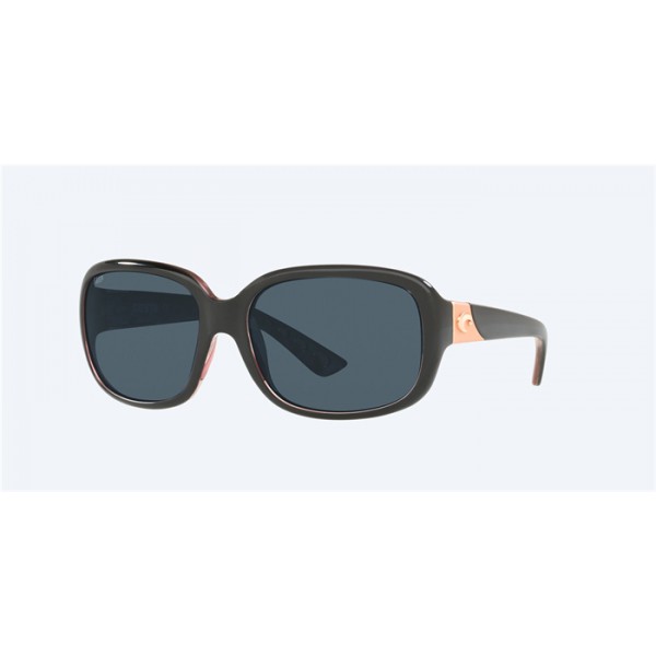Costa Gannet Shiny Black With Hibiscus Frame Gray Polarized Polycarbonate Lense