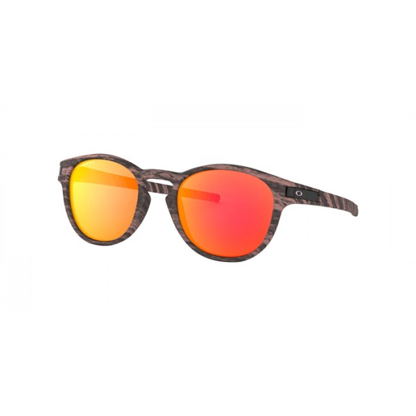 Oakley Latch Latch Low Bridge Fit Woodtstain Collection Rosewood Frame Prizm Ruby Lens