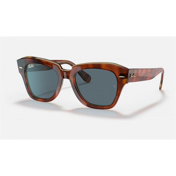 Ray Ban State Street Collection Online Exclusives RB2132 Blue Classic Havana On Transparent Beige