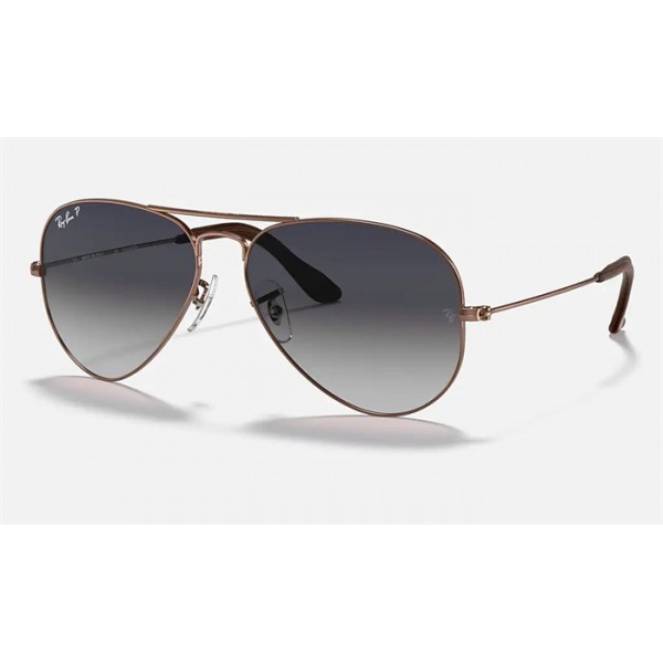 Ray Ban Aviator Collection RB3025 Bronze-Copper Frame Polarized Blue With Grey Gradient Lens