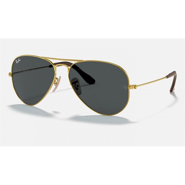 Ray Ban Aviator Collection RB3025 Gold Frame Blue With Grey Classic Lens