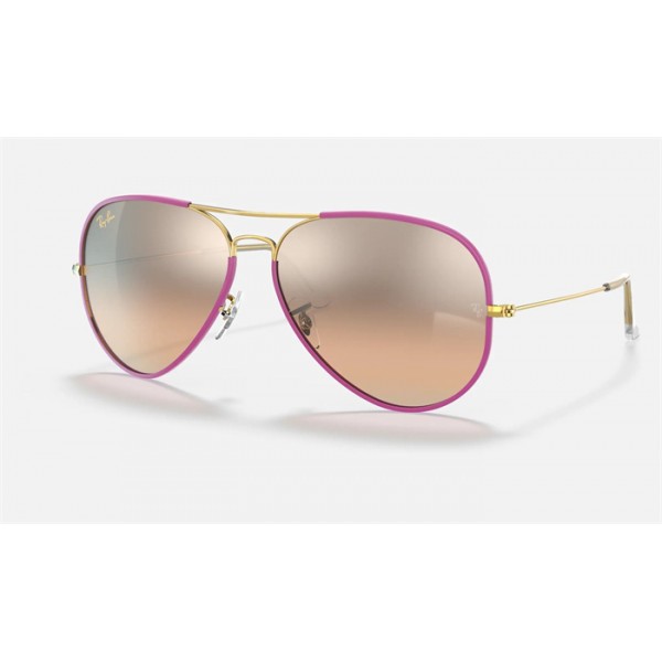 Ray Ban Aviator Full Color Legend RB3025 Silver Mirror Violet