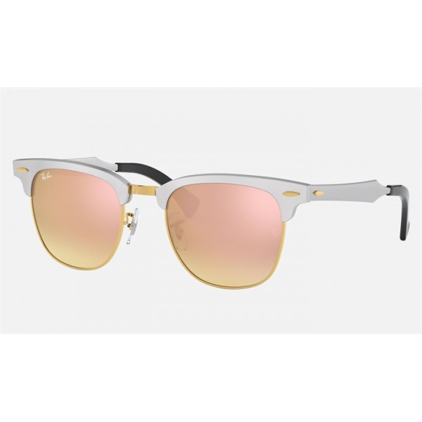 Ray Ban Clubmaster Aluminum Flash Lenses RB3507 Flash And Silver Frame Rose Gold Lens