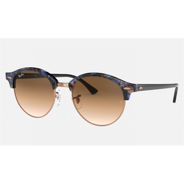 Ray Ban Clubmaster Clubround Fleck RB4246 Gradient And Spotted Brown And Blue Frame Light Brown Gradient Lens