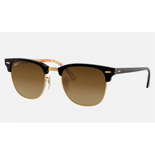 Ray Ban Clubmaster Collection RB3016 Polarized Gradient And Tortoise Frame Brown Gradient Lens