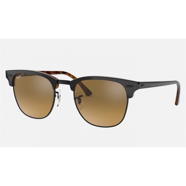 Ray Ban Clubmaster Color Mix Low Bridge Fit RB3016 Mirror And Grey Frame Brown With Silver Mirror Lens