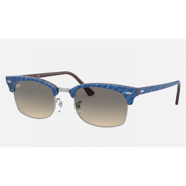 Ray Ban Clubmaster Square RB3916 Gradient And Wrinkled Blue Frame Light Grey Gradient Lens