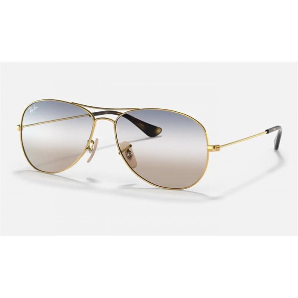 Ray Ban Cockpit Bi-Gradient RB3362 Gold Frame Blue With Brown Gradient Lens