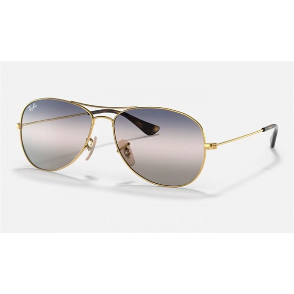 Ray Ban Cockpit Bi-Gradient RB3362 Gold Frame Pink With Blue Gradient Lens