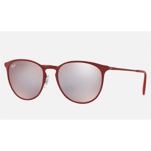 Ray Ban Erika Metal RB3539 Red Frame Pink With Silver Mirror Lens
