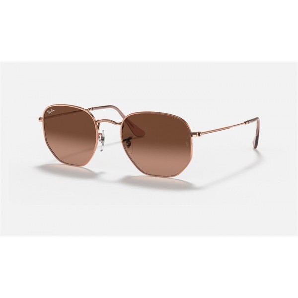 Ray Ban Hexagonal Flat Lenses RB3548 And Bronze-Copper Frame Brown Lens