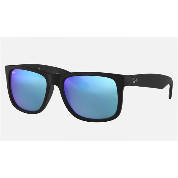 Ray Ban Justin Color Mix Low Bridge Fit RB4165 Mirror And Black Frame Blue Mirror Lens