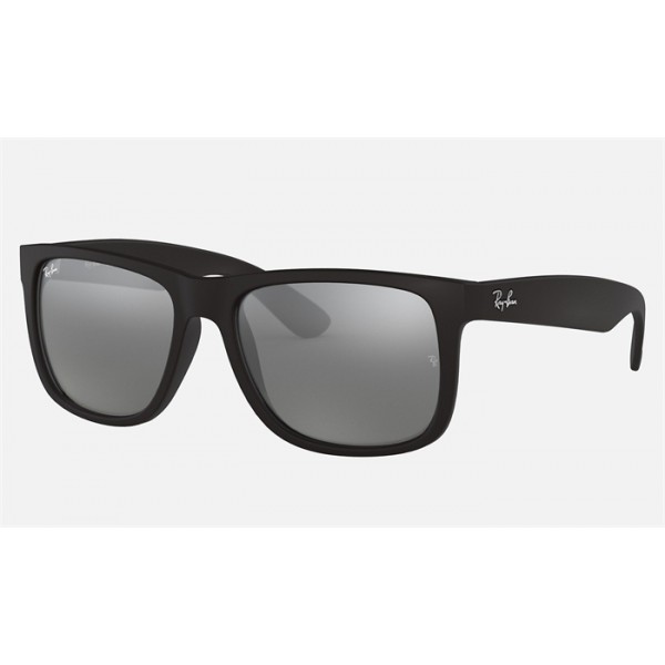 Ray Ban Justin Color Mix Low Bridge Fit RB4165 Mirror And Black Frame Grey Mirror Lens