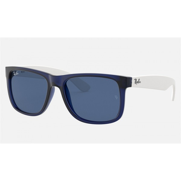 Ray Ban Justin Color Mix Low Bridge Fit RB4165 Classic And Transparent Blue Frame Dark Blue Classic Lens