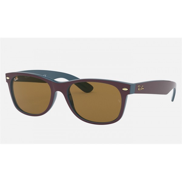 Ray Ban New Wayfarer Collection RB2132 Classic B-15 And Violet Frame Brown Classic B-15 Lens