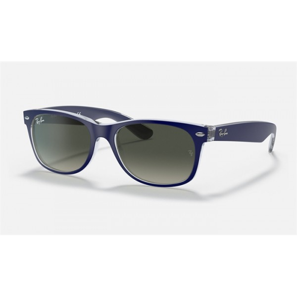 Ray Ban New Wayfarer Color Mix RB2132 Gradient And Blue Frame Grey Gradient Lens