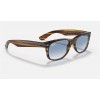 Ray Ban New Wayfarer Color Mix RB2132 Gradient And Striped Brown Frame Light Blue Gradient Lens