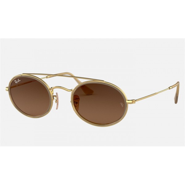 Ray Ban Oval Double Bridge RB3847 Brown Gold