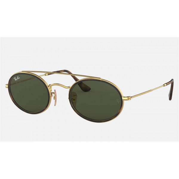 Ray Ban Oval Double Bridge RB3847 Green Classic G-15 Gold