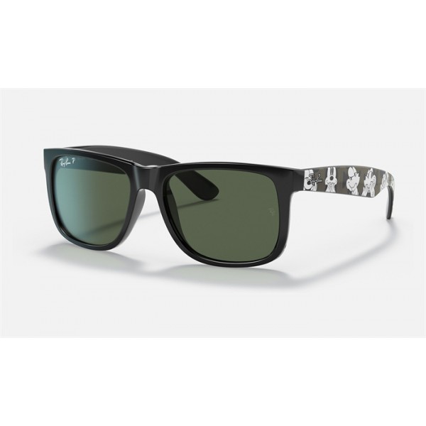 Ray Ban RB4165 Justin Mickey A21 Polarized Classic And Black Frame Green Classic Lens