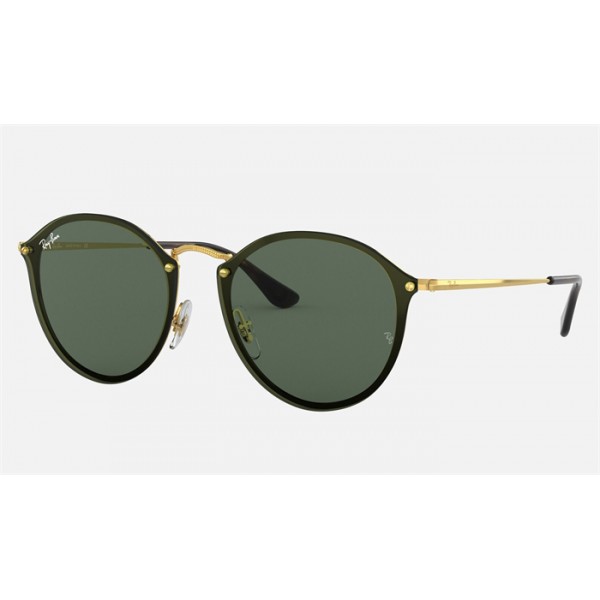 Ray Ban Round Blaze Round RB3574 Classic And Gold Frame Green Classic Lens
