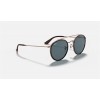 Ray Ban Round Double Bridge Collection RB3647 Classic And Bronze-Copper Frame Blue Classic Lens