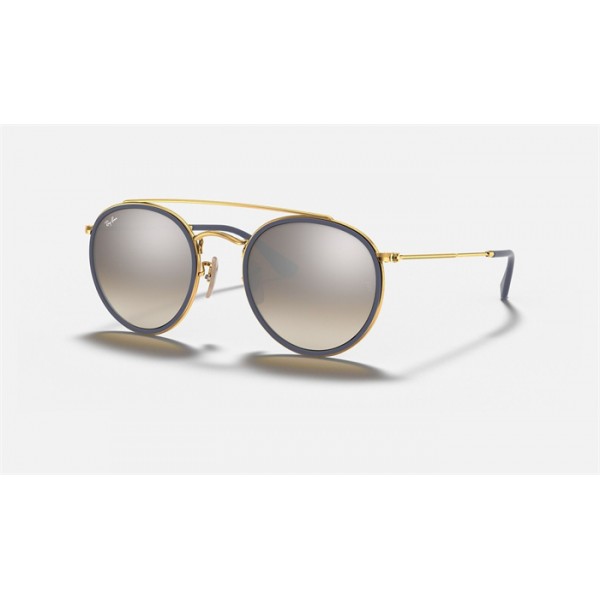 Ray Ban Round Double Bridge RB3647 Gradient Flash And Gold Frame Silver Gradient Flash Lens