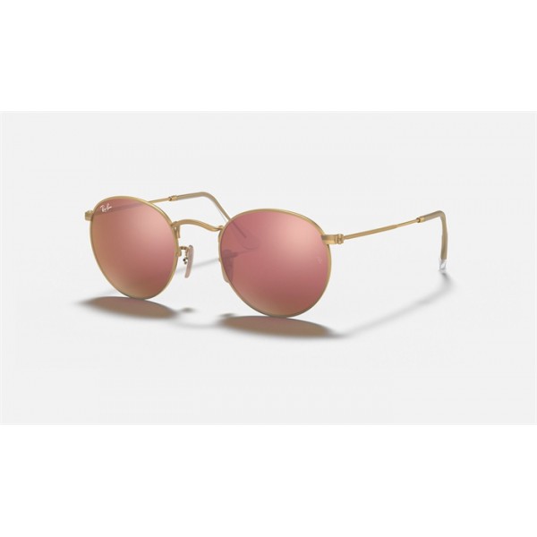 Ray Ban Round Flash Lenses RB3447 Flash And Gold Frame Copper Flash Lens