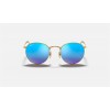 Ray Ban Round Flash Lenses RB3447 Polarized Flash And Gold Frame Blue Flash Lens