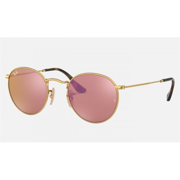 Ray Ban Round Flat Lenses RB3447 Flash And Gold Frame Copper Flash Lens
