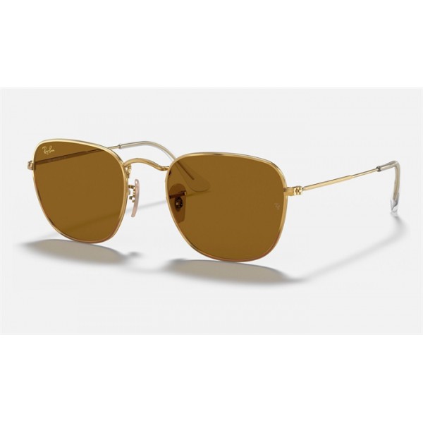 Ray Ban Round Frank Legend RB3857 Classic B-15 And Gold Frame Brown Classic B-15 Lens