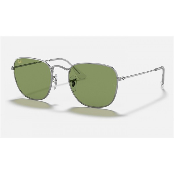 Ray Ban Round Frank Legend RB3857 Classic And Silver Frame Light Green Classic Lens