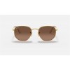 Ray Ban Round Hexagonal Flat Lenses RB3548 Gradient And Gold Frame Brown Gradient Lens