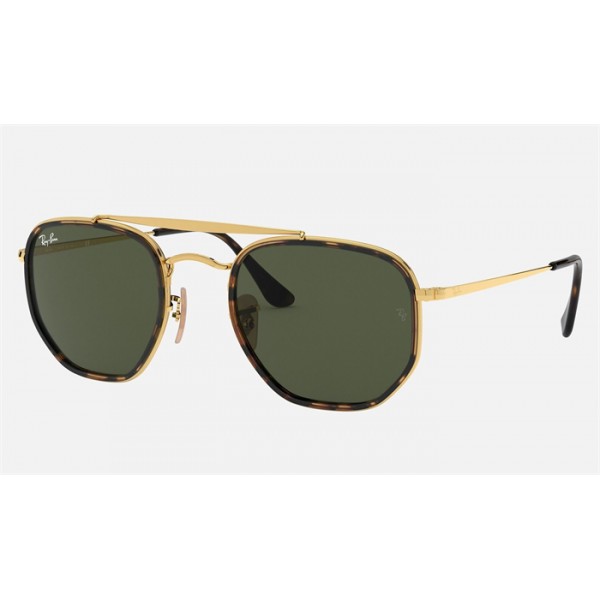 Ray Ban Round Marshal II RB3648 Classic G-15 And Gold Frame Green Classic G-15 Lens