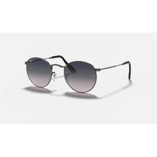 Ray Ban Round Metal Collection RB3447 Polarized Gradient And Gunmetal Frame Blue With Grey Gradient Lens