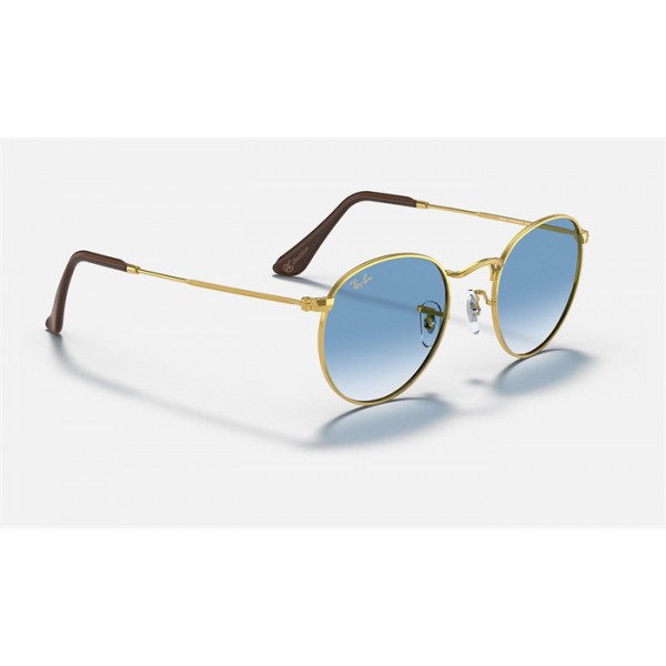 Ray Ban Round Metal Collection Online Exclusives RB3447 Light Blue Gold