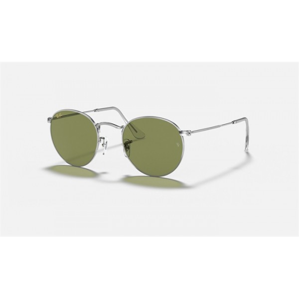 Ray Ban Round Metal Legend RB3447 Classic And Silver Frame Light Green Classic Lens
