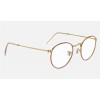 Ray Ban Round Metal Optics RB3447 Demo Lens Red Shiny Gold Frame Clear Lens