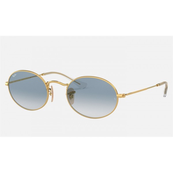 Ray Ban Round Oval Flat Lenses RB3547 Gradient And Gold Frame Light Blue Gradient Lens