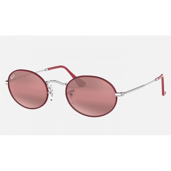 Ray Ban Round Oval RB3547 Gradient Mirror And Bordeaux Frame Purple Gradient Mirror Lens
