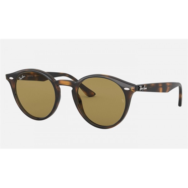 Ray Ban Round RB2180 Low Bridge Fit Classic B-15 And Tortoise Frame Brown Classic B-15 Lens