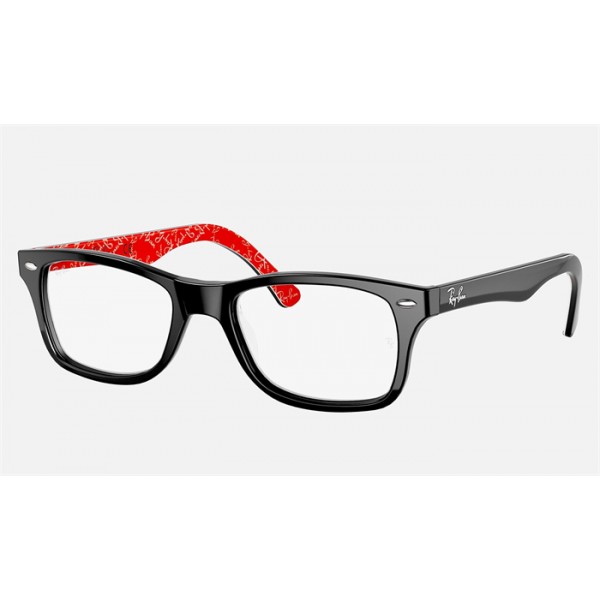 Ray Ban The Timeless RB5228 Demo Lens And Black Red Frame Clear Lens